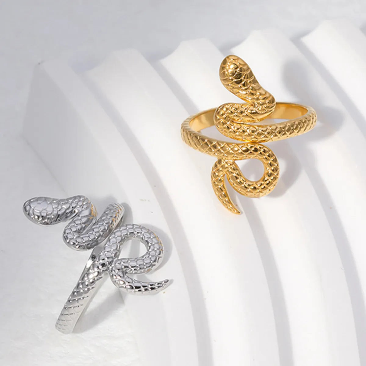 Retro Snake Stainless Steel Open Ring 1 Piece