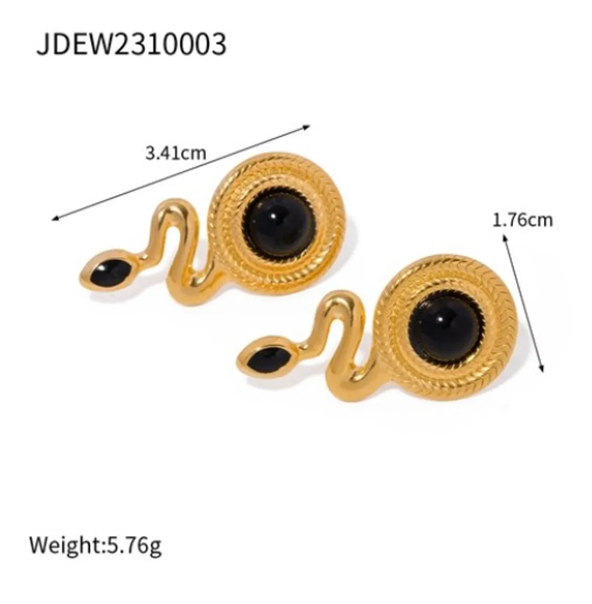 Retro Snake Stainless Steel Plating 18k Gold Plated Rings Earrings