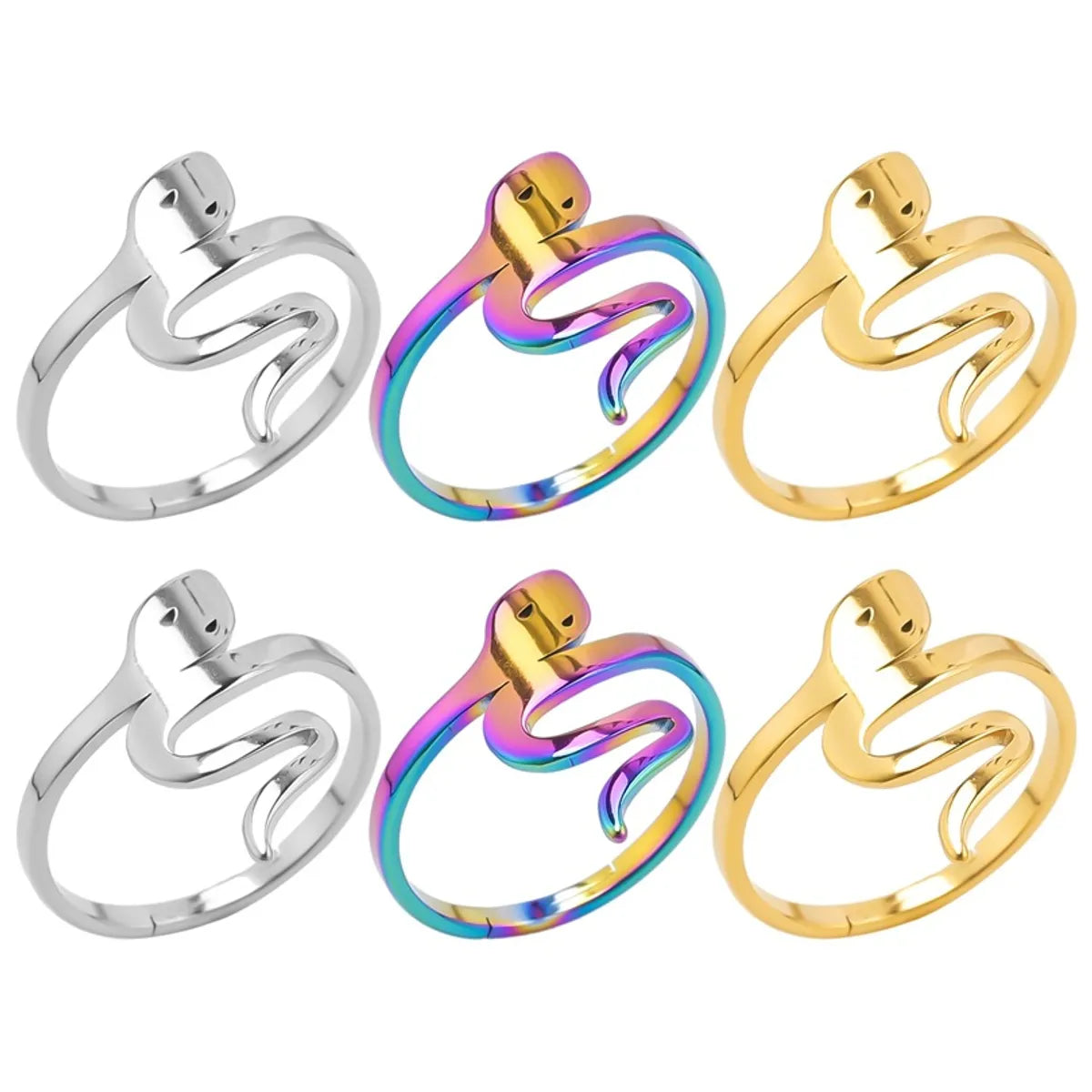 Wholesale Jewelry Retro Snake 304 Stainless Steel 18K Gold Plated Polishing Rings