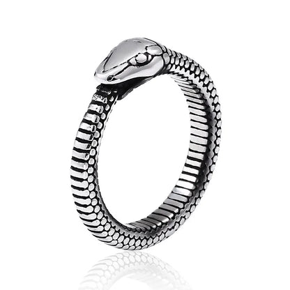 Retro Snake Titanium Steel Polishing Men'S Rings