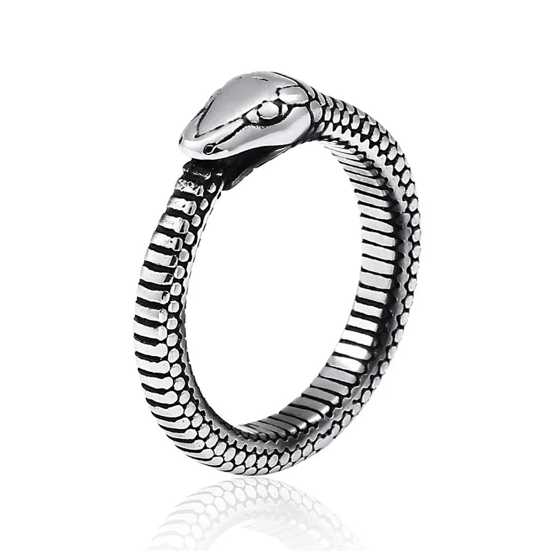 Retro Snake Titanium Steel Polishing Men'S Rings