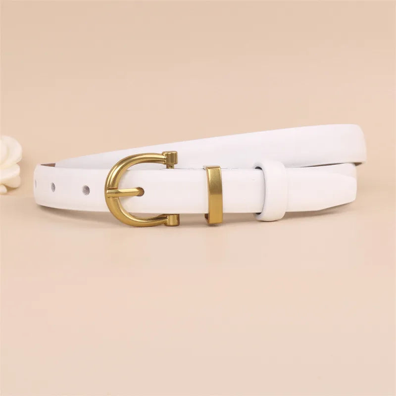 Retro Solid Color Alloy Leather Women'S Leather Belts