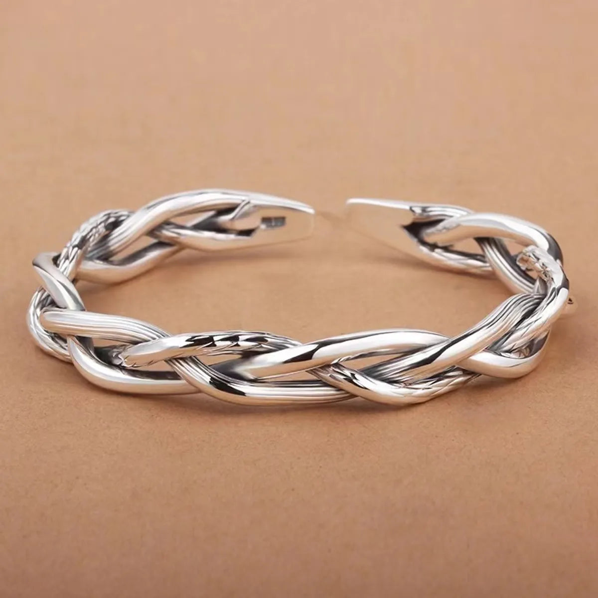 Retro Solid Color Alloy Men'S Bangle