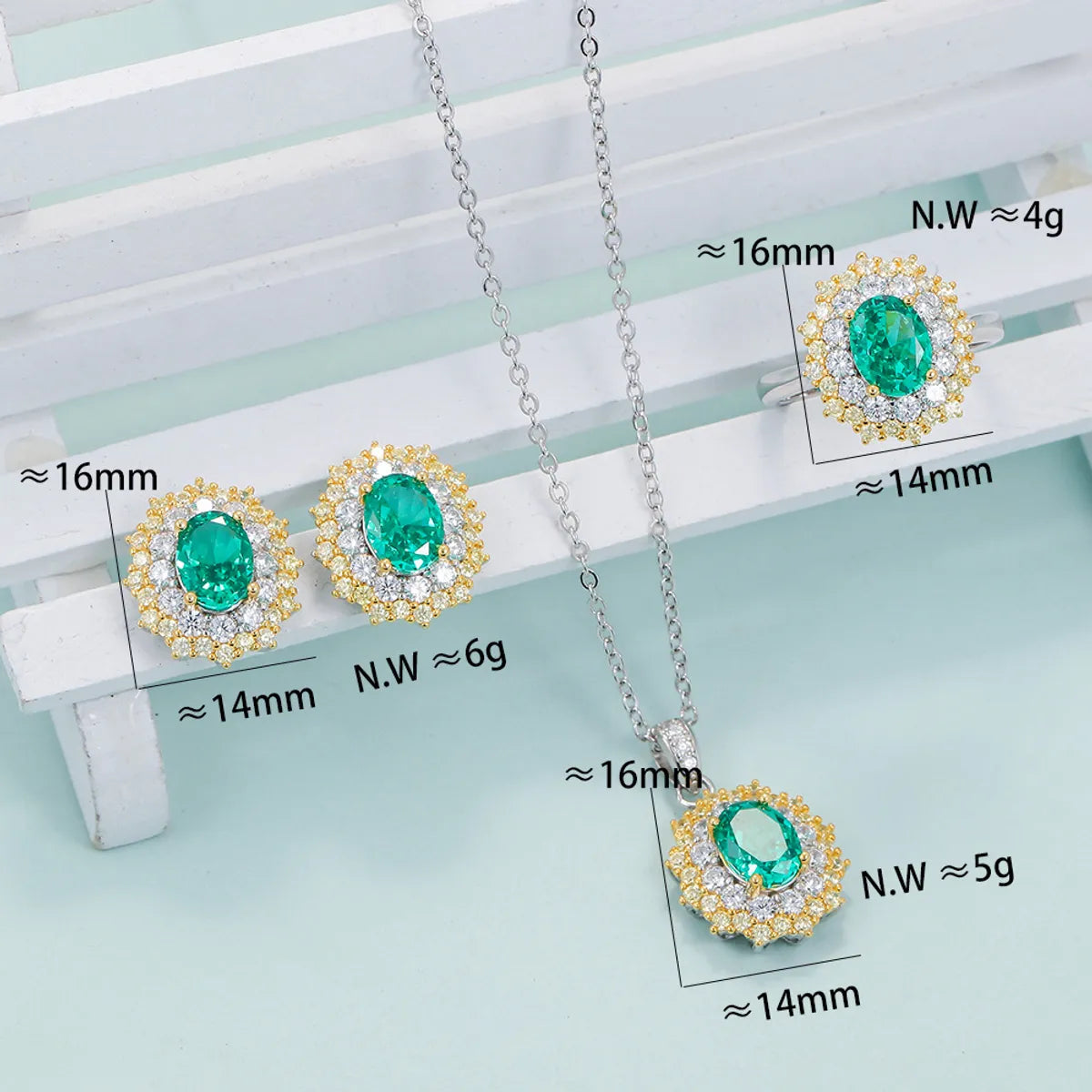 Retro Solid Color Artificial Gemstones Sterling Silver Wholesale Rings Earrings Necklace