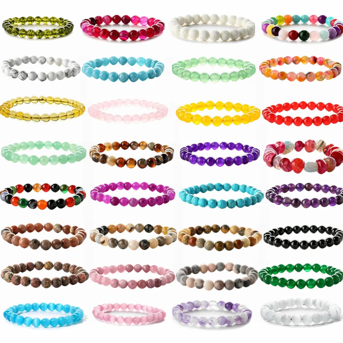 Retro Solid Color Beaded Natural Stone Bracelets