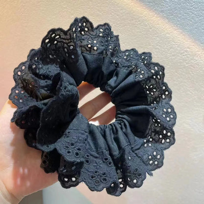 Retro Solid Color Cloth Lace Hair Tie