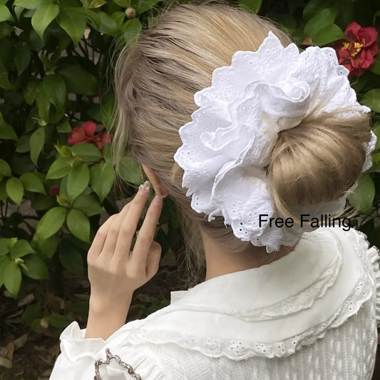 Retro Solid Color Cloth Lace Hair Tie