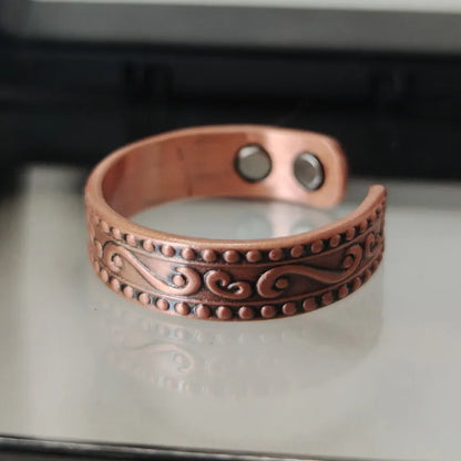 Retro Solid Color Copper Magnetic Unisex Open Rings