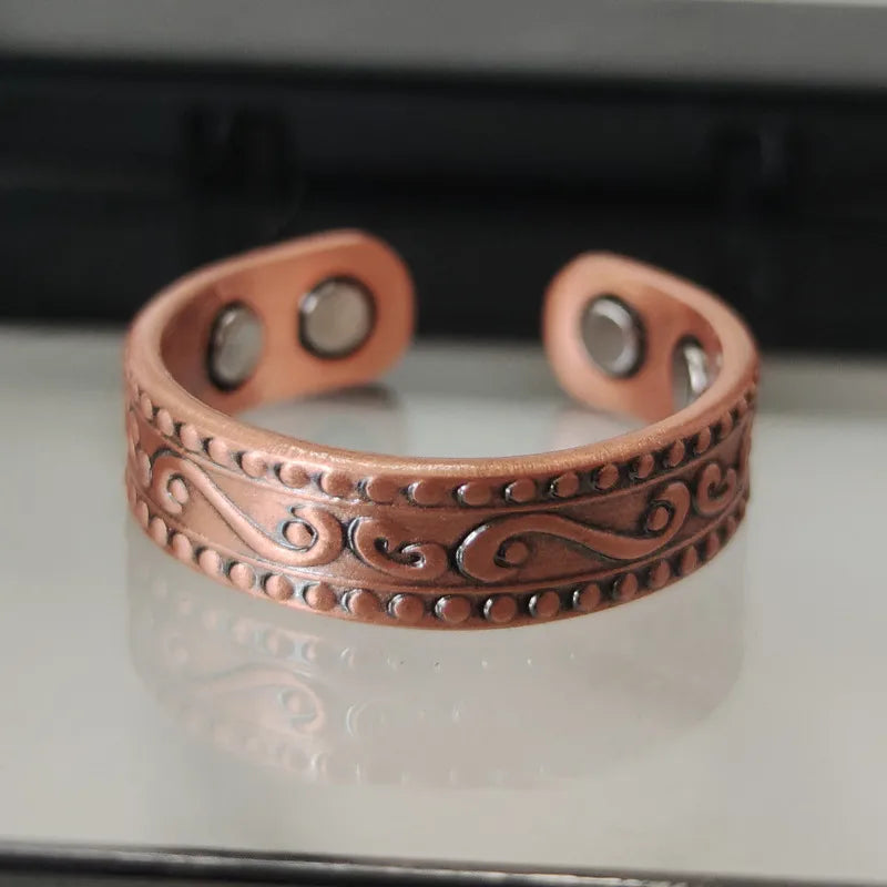 Retro Solid Color Copper Magnetic Unisex Open Rings