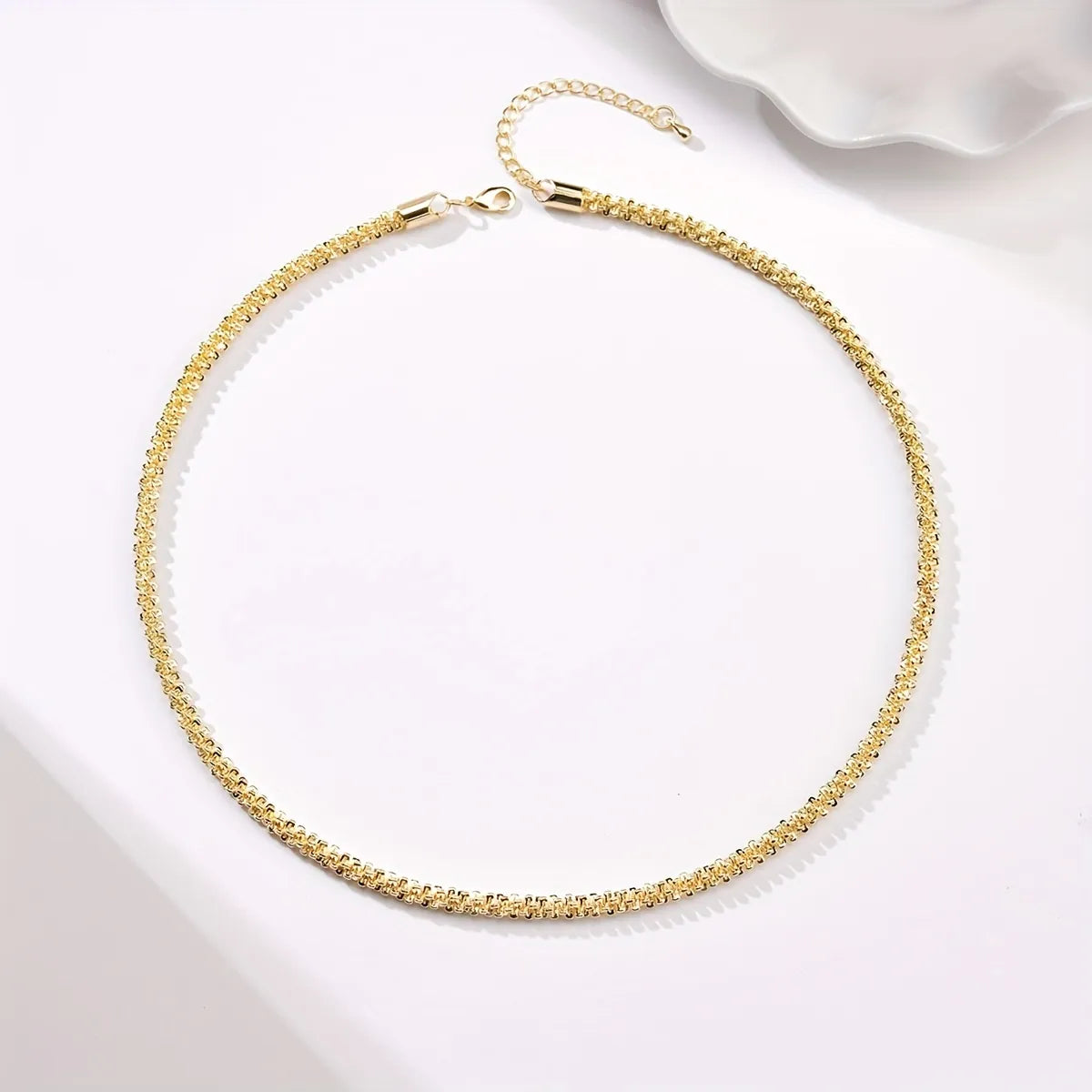 Retro Solid Color Copper Plating White Gold Plated Gold Plated Necklace