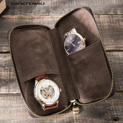 Retro Solid Color Cowhide Unisex Watch Cases