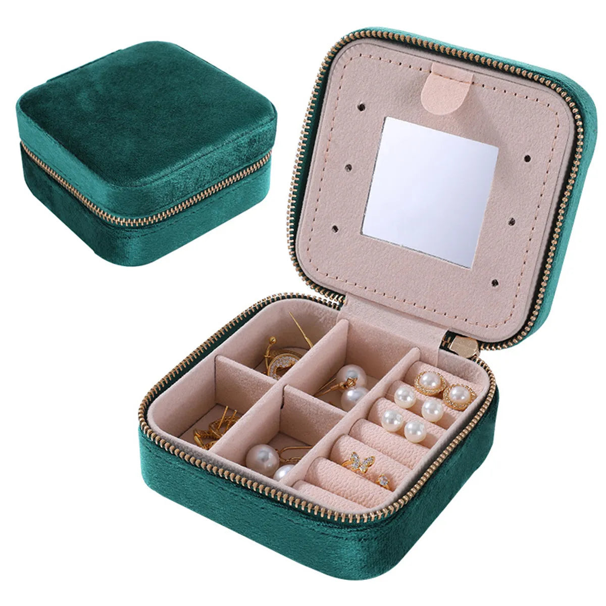 Retro Solid Color Flannel Jewelry Boxes