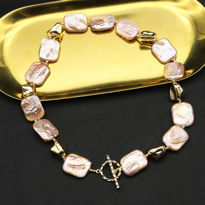 Retro Solid Color Freshwater Pearl Plating 18k Gold Plated Necklace