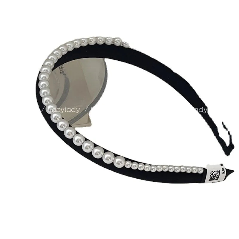 Retro Solid Color Imitation Pearl Beaded Hair Band