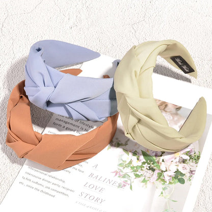 Retro Solid Color Knotted Fabric Headband