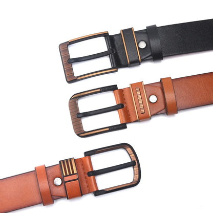 Retro Solid Color Pu Leather Alloy Men'S Leather Belts 1 Piece