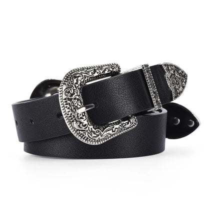 Retro Solid Color Pu Leather Alloy Unisex Leather Belts