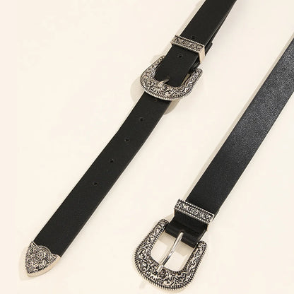 Retro Solid Color Pu Leather Alloy Unisex Leather Belts