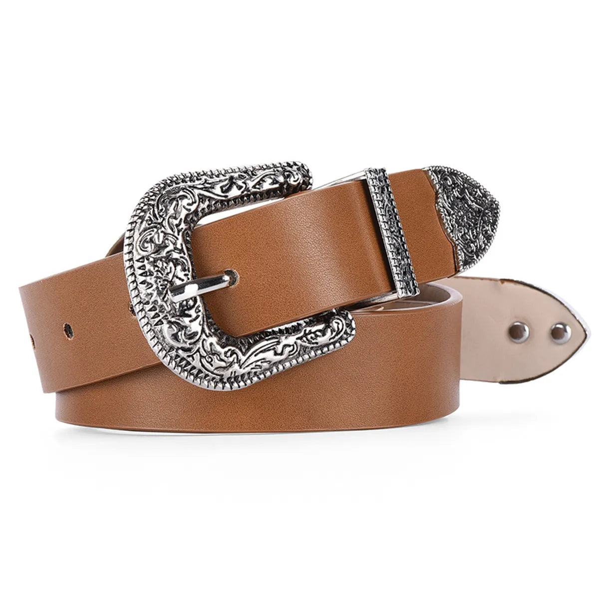 Retro Solid Color Pu Leather Alloy Unisex Leather Belts