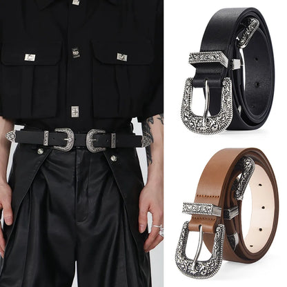 Retro Solid Color Pu Leather Alloy Unisex Leather Belts