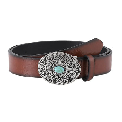 Retro Solid Color Pu Leather Alloy Unisex Leather Belts