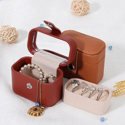 Retro Solid Color Pu Leather Jewelry Boxes