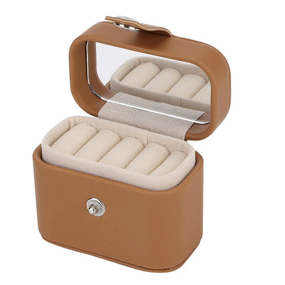 Retro Solid Color Pu Leather Jewelry Boxes