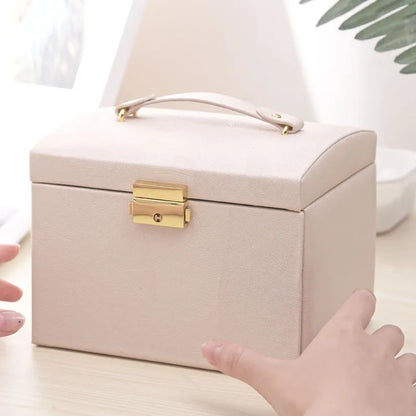 Retro Solid Color PU Leather Jewelry Boxes