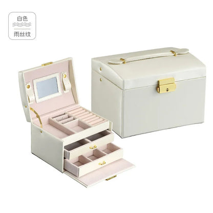 Retro Solid Color PU Leather Jewelry Boxes