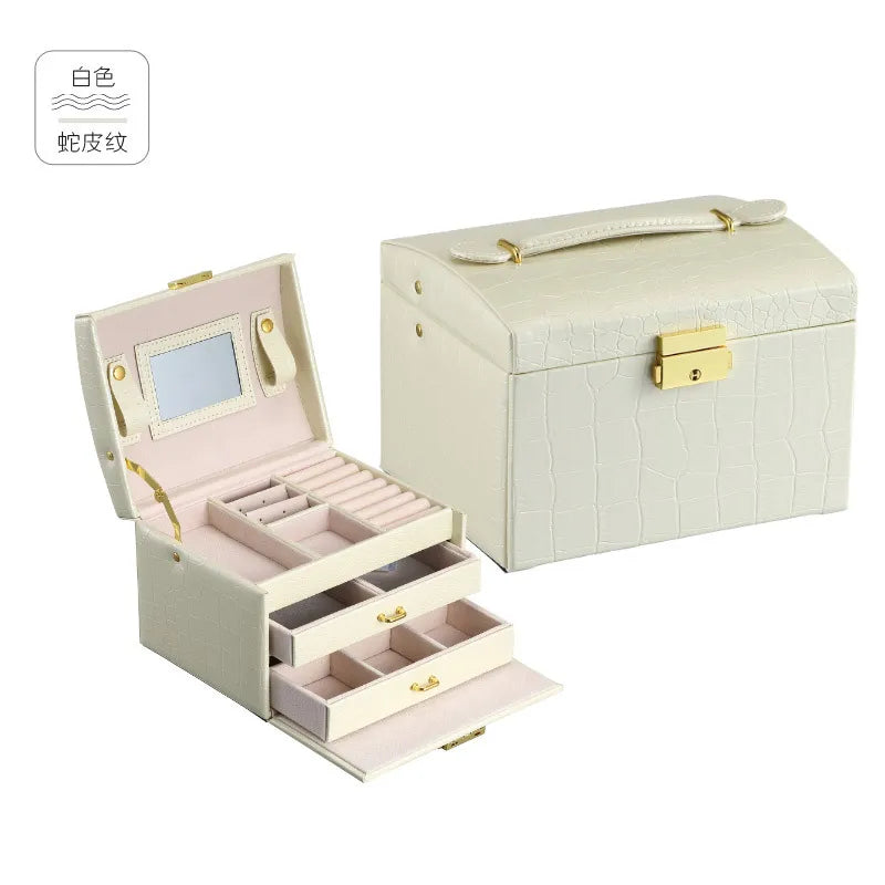 Retro Solid Color PU Leather Jewelry Boxes