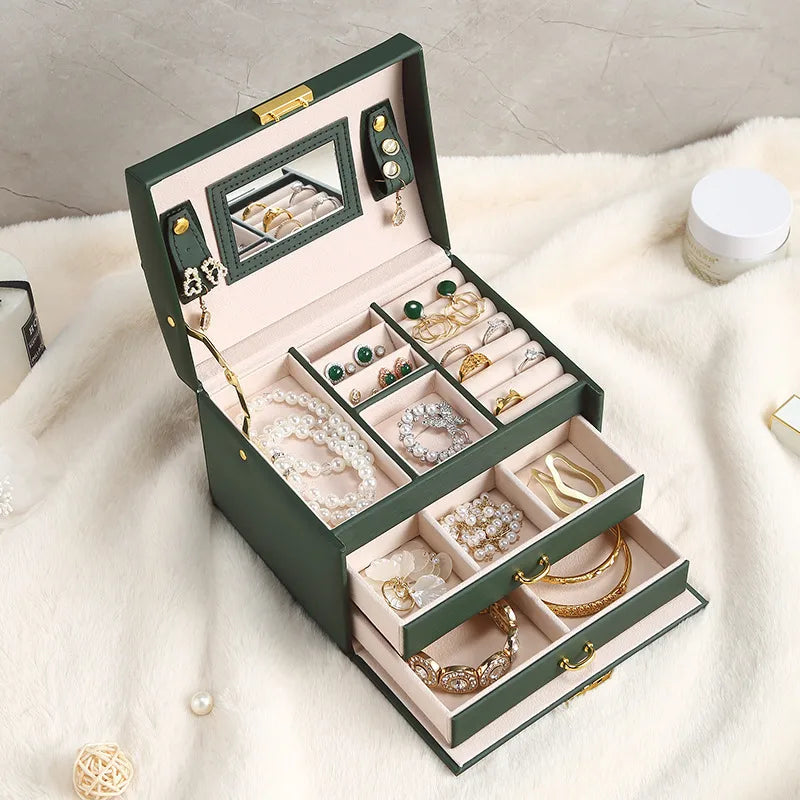 Retro Solid Color PU Leather Jewelry Boxes