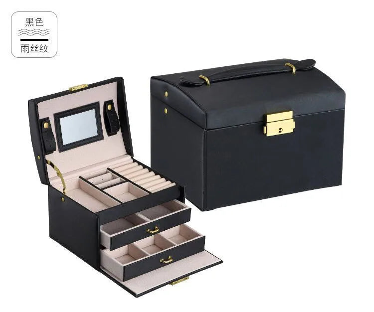 Retro Solid Color PU Leather Jewelry Boxes