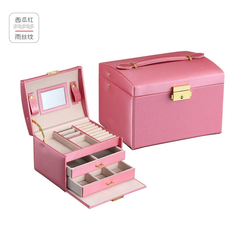 Retro Solid Color PU Leather Jewelry Boxes