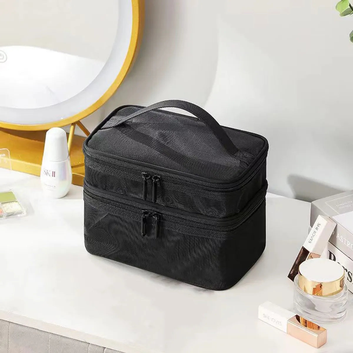 Retro Solid Color Pvc Storage Bag Makeup Bags