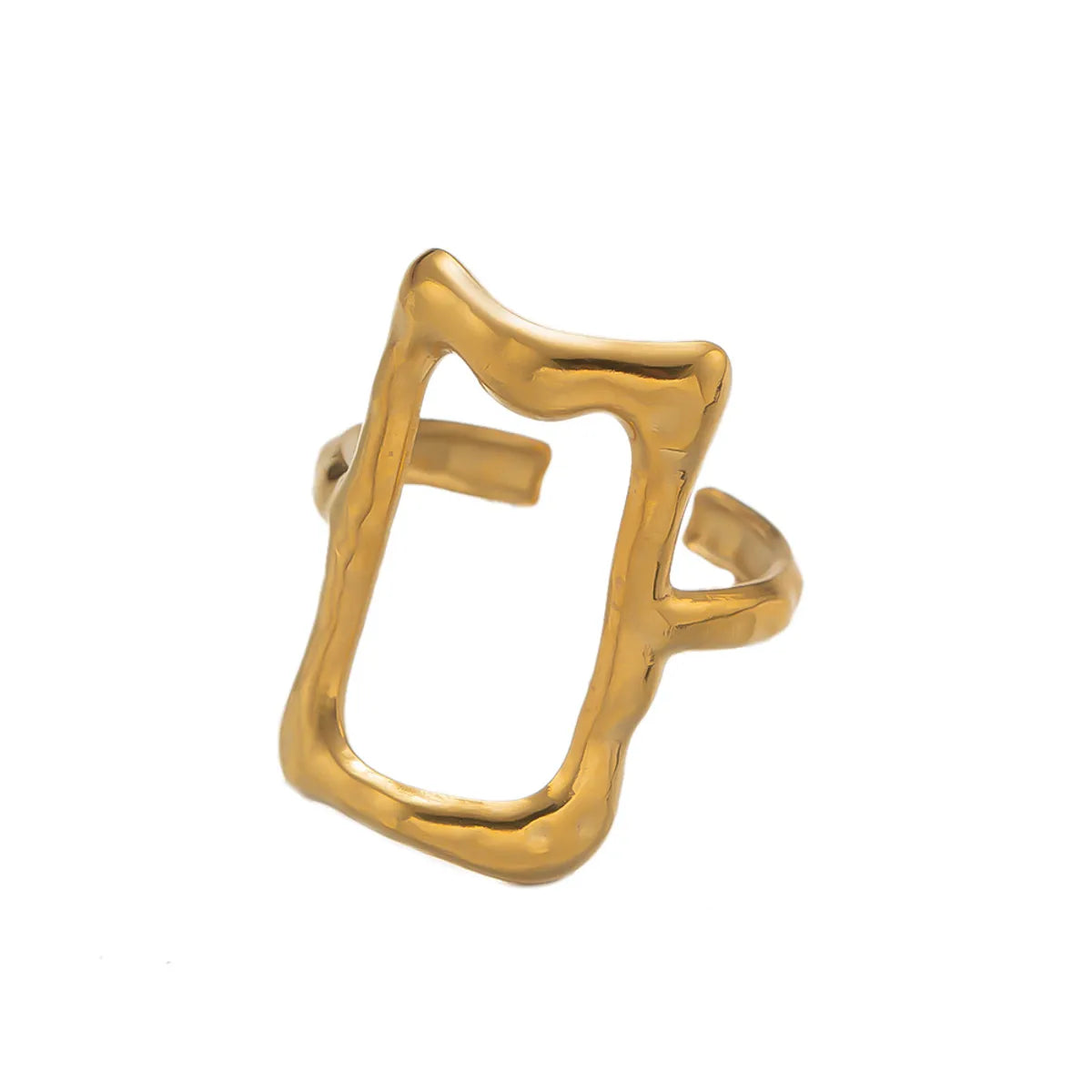 Retro Solid Color Rectangle Titanium Steel Plating Rings