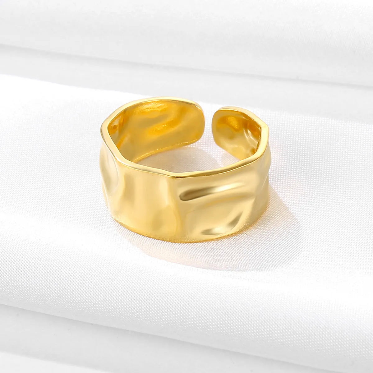 Retro Solid Color Stainless Steel Plating 18k Gold Plated Open Rings