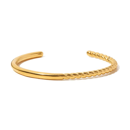 Retro Solid Color Stainless Steel Plating Bangle