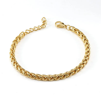 Retro Solid Color Stainless Steel Plating 18k Gold Plated Bracelets