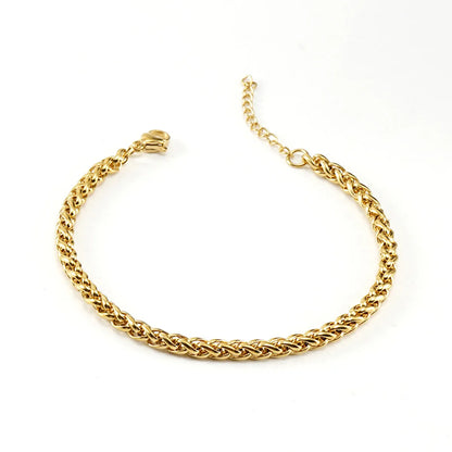 Retro Solid Color Stainless Steel Plating 18k Gold Plated Bracelets