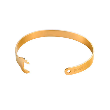 Retro Solid Color Stainless Steel Plating Gold Plated Bangle