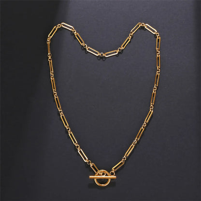 Retro Solid Color Stainless Steel Plating Gold Plated Pendant Necklace