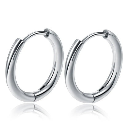 1 Piece Retro Solid Color Plating 304 Stainless Steel Titanium Steel Hoop Earrings