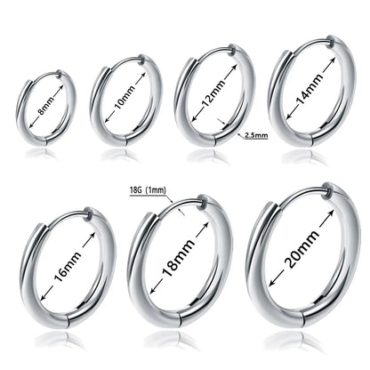 1 Piece Retro Solid Color Plating 304 Stainless Steel Titanium Steel Hoop Earrings