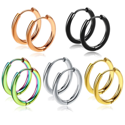 1 Piece Retro Solid Color Plating 304 Stainless Steel Titanium Steel Hoop Earrings