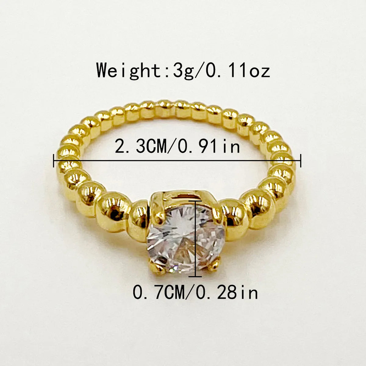 304 Stainless Steel 14K Gold Plated Retro Plating Inlay Solid Color Zircon Rings