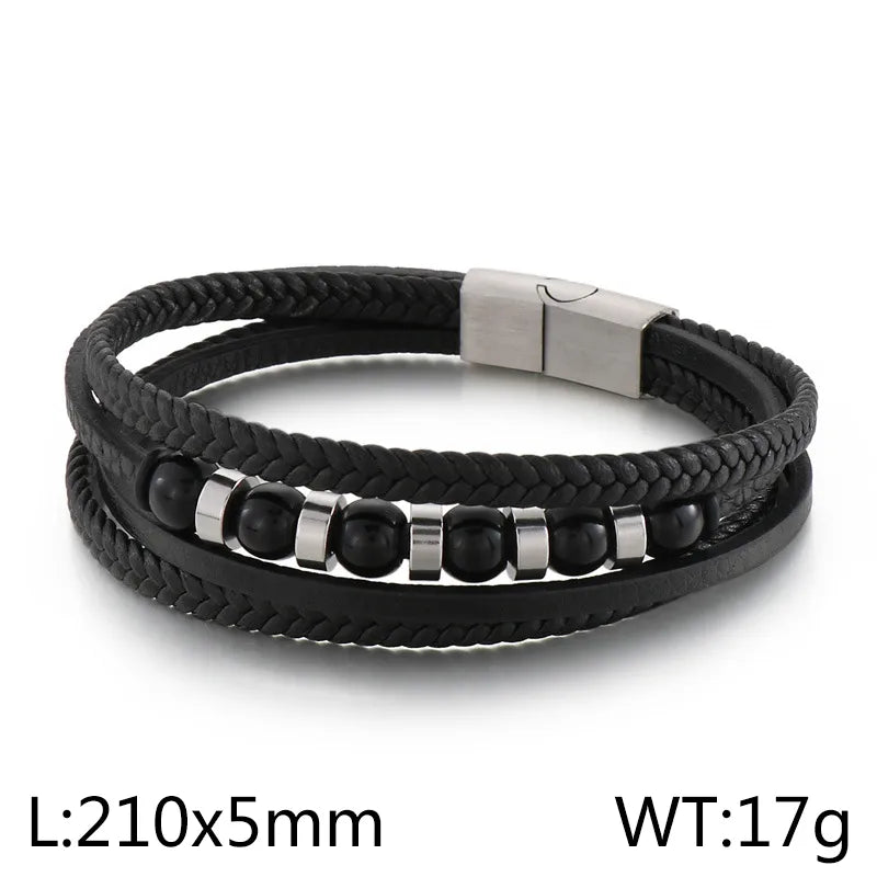 Retro Solid Color Titanium Steel Braid Men'S Bracelets