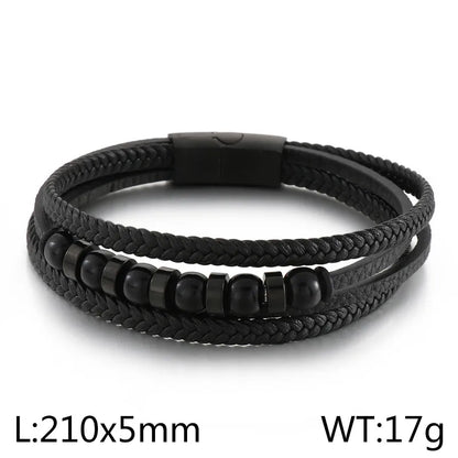 Retro Solid Color Titanium Steel Braid Men'S Bracelets