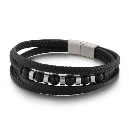 Retro Solid Color Titanium Steel Braid Men'S Bracelets