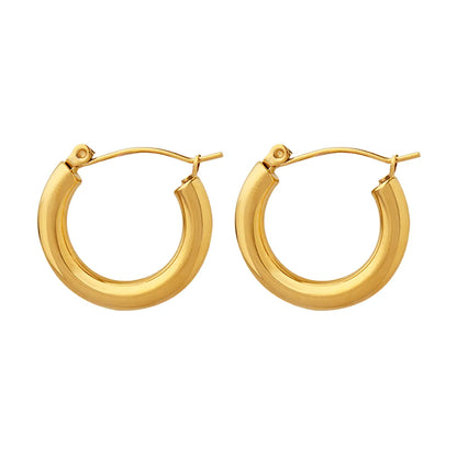 Retro Solid Color Titanium Steel Hoop Earrings 1 Pair