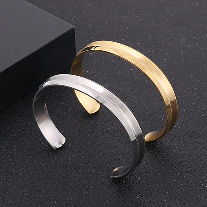 Retro Solid Color Titanium Steel Plating 18k Gold Plated Women's Bangle